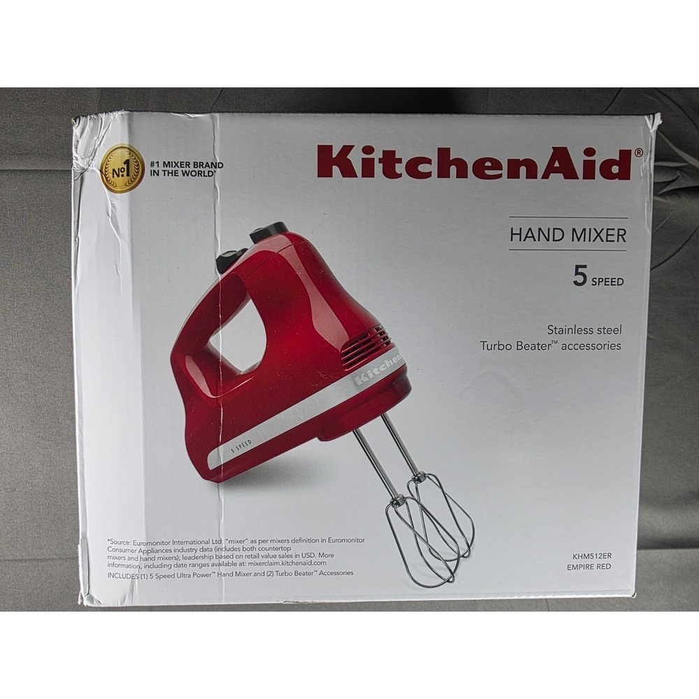 KitchenAid Ultra Power 5 Speed Hand Mixer KHM512ER Empire Red - Minor Box Damage